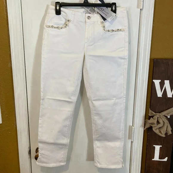 LIU Jo women's size 31 embellished ankle crop super stretch push up denim jeans - Picture 1 of 7